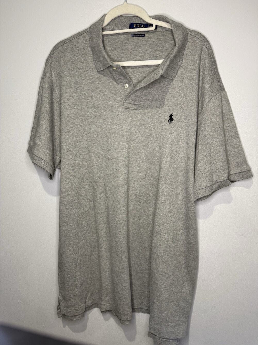 Polo Ralph Lauren Men’s Polo Shirt Gray 100% Cotton Short Sleeve Custom Slim XXL
